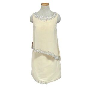 LT Lanting Formal Midi Dress Sequins NWT Champagne Size 4